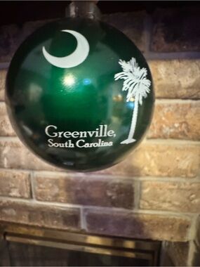 Hand Crafted Greenville South Carolina Green and White Holiday Ornament